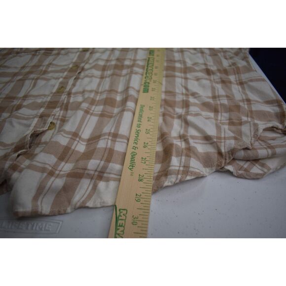 American Eagle Oversized Big Hug Lightweight Flannel Tan White Womens Medium - Picture 5 of 5